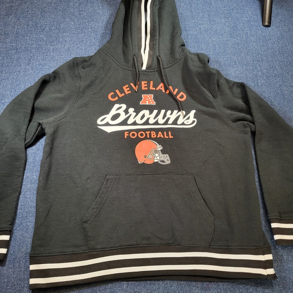 NFL Team Apparel Cleveland Browns Hoodie Black Orange Mens Med Football Pullover